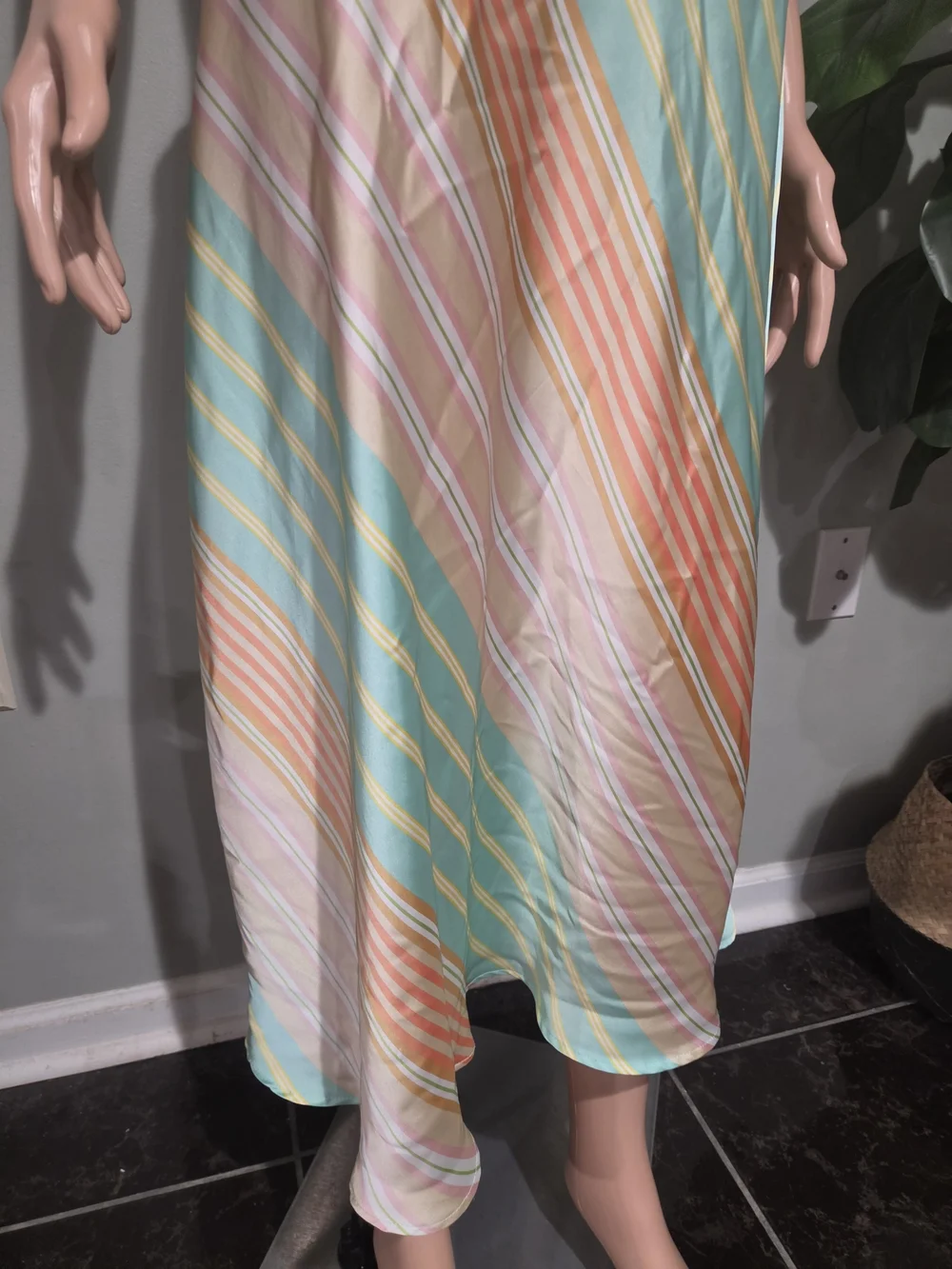 Zara Satin Striped Asymmetrical Midi Skirt Multicolor Size M
